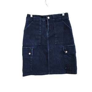 90's Vintage Tommy Hilfiger Dark Wash Denim Skirt With 6 Pockets Blue Size 4